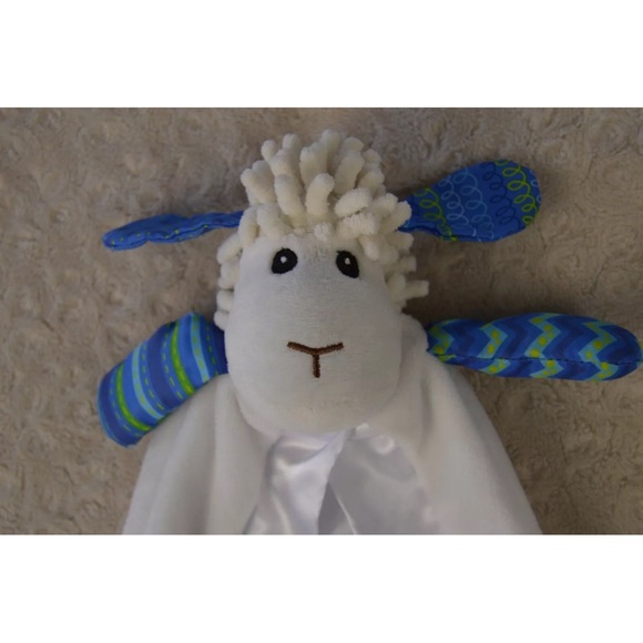 Wee Believers Lamb Sheep Lovey Security Blanket I am a Child of God Blue White - Picture 5 of 6